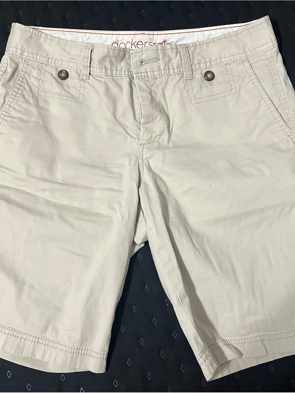 Dockers Beige/Tan Casual Shorts with Orange Logo Detail